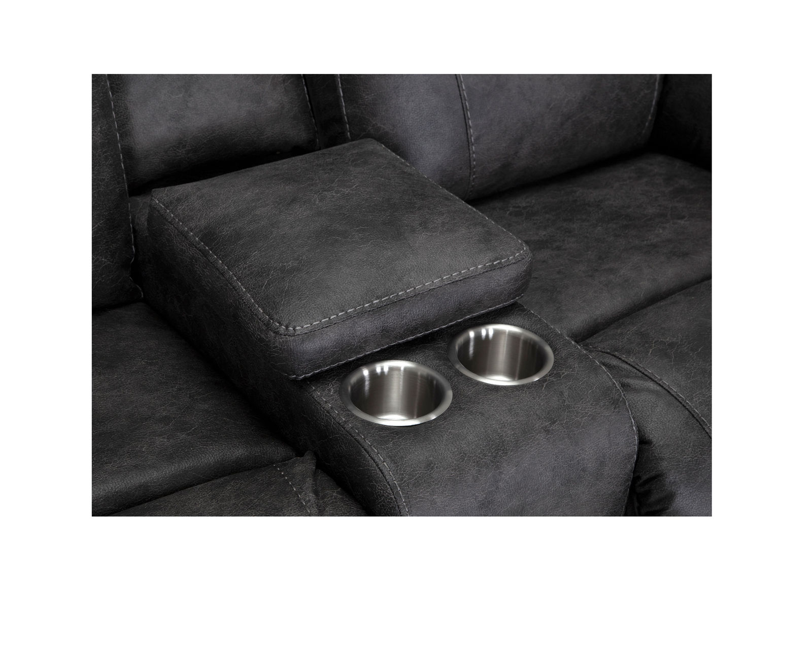 Cabot 707 Reclining Sofa (87") leather like fabric - Take an Extra 25% Off this Reclining Console Loveseat in Color Charcoal