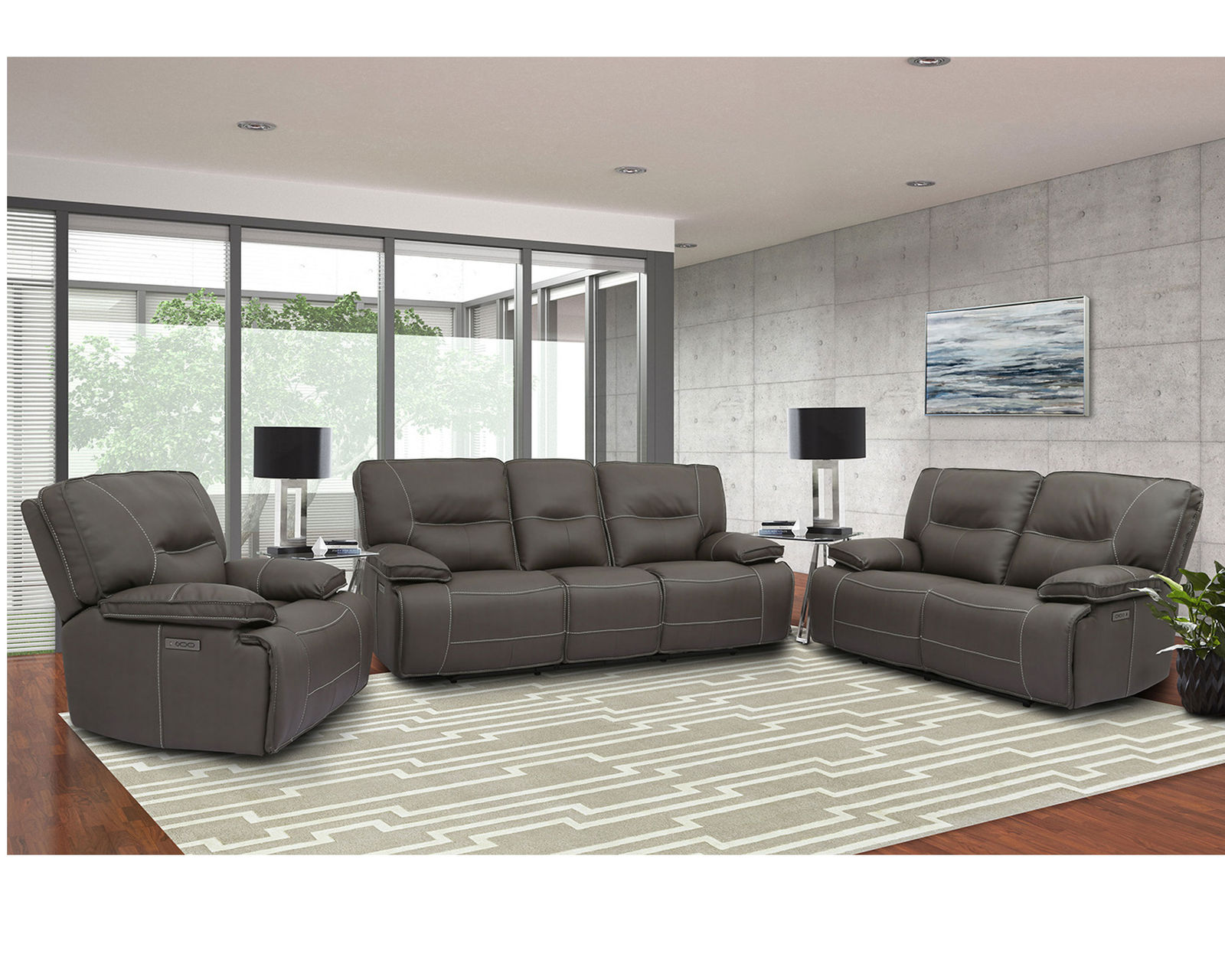 Spartacus 87" Power Headrest Power Reclining Sofa Haze (In stock - Fast shipping)