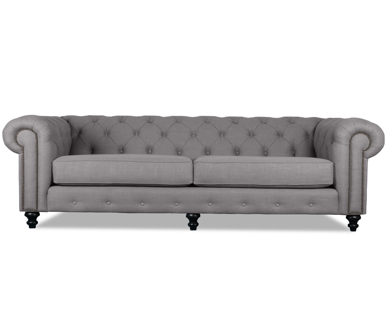 London Tufted Sofa in Grey - 72" - 90" - 103"