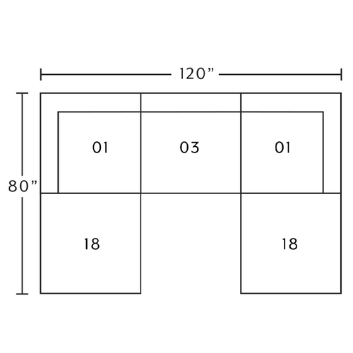 Layout C: Five Piece Sectional 80" x 112" x 80"