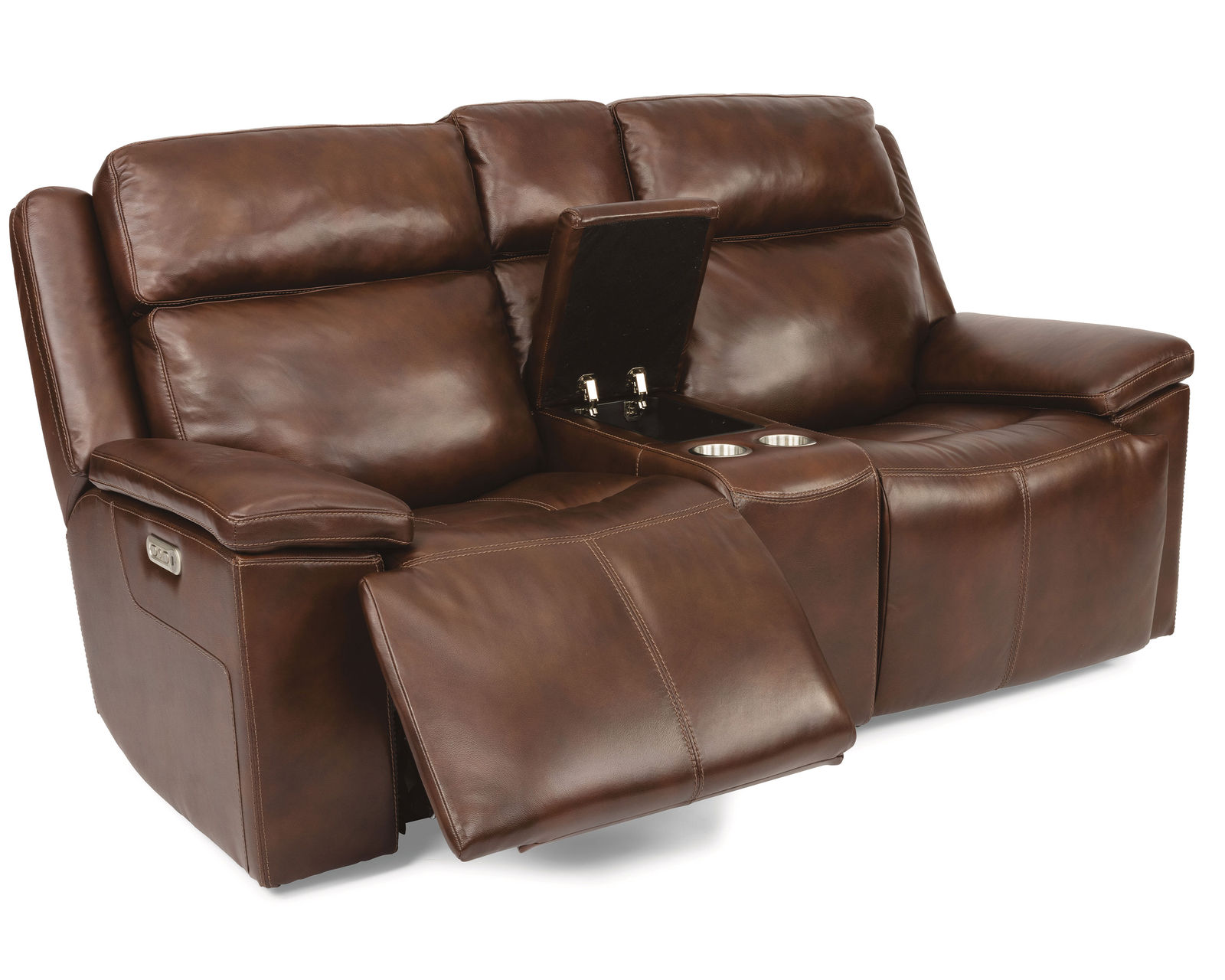Chance Power Reclining Loveseat with Console and Power Headrests (2 colors) - Chance Power Reclining Loveseat with Console and Power Headrests in Leather 278-74