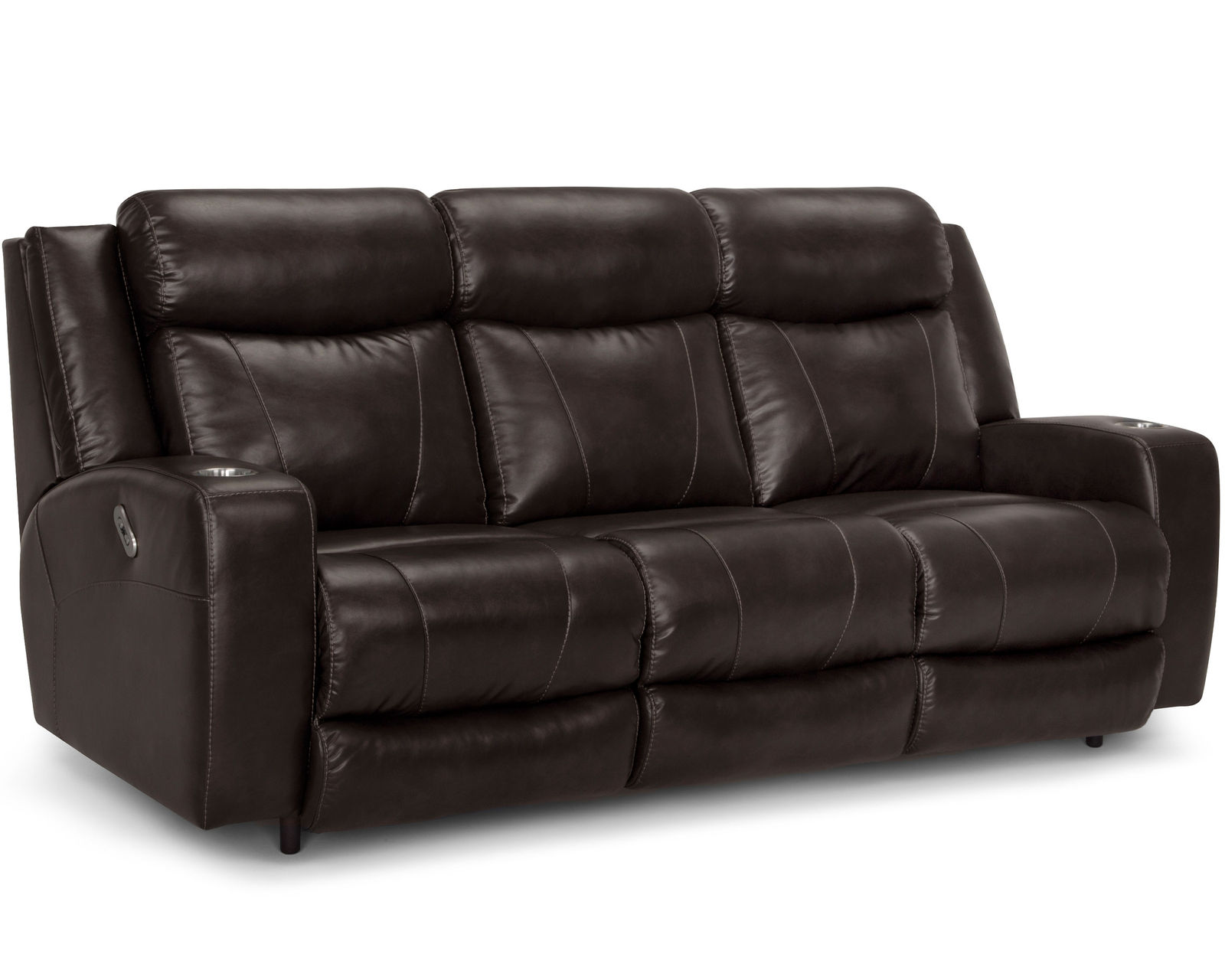 Carver 91" Power Headrest Power Reclining Sofa w/ Dropdown Table (Faux leather) - Carver Power Headrest Power Reclining Sofa  in Chocolate
