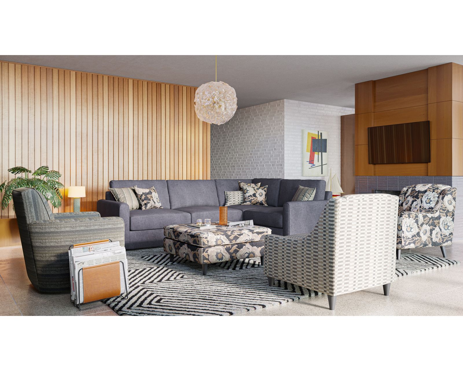 Argo Ash Stationary Sectional (Includes all pillows) - Create the entire room - all pieces available