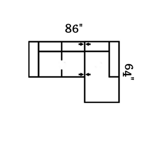 Layout F:  Two Piece Sectional 86" x 64"