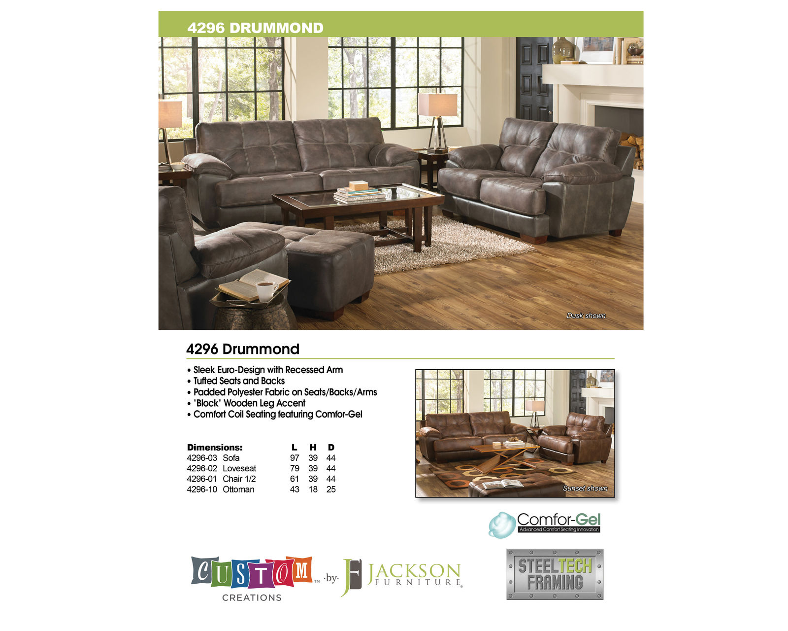 Drummond 97" Faux Leather Fabric Sofa - Includes Pillows (2 Colors)
