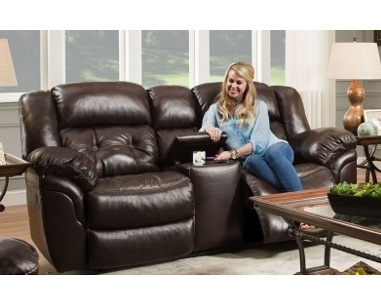 Denver 81" Reclining Console Loveseat Chocolate (In stock) - Denver Reclining Console Lovese
