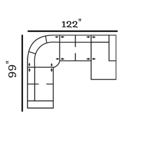 Layout A: Four Piece Sectional 99" x 122" x 62"