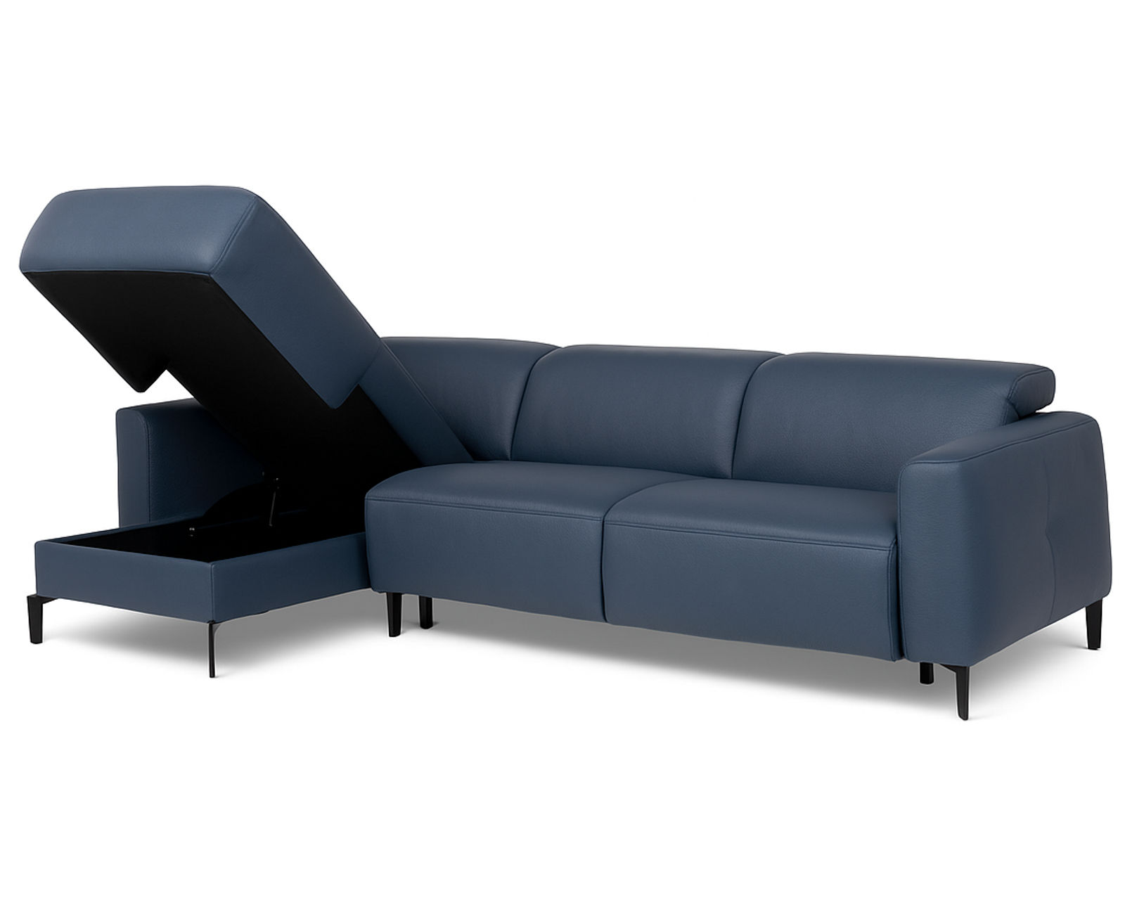 Capri C325 Two-Piece Leather Chaise Sectional (+55 leathers) - Order with the Left or Right Arm Facing Chaise Lounge with Storage