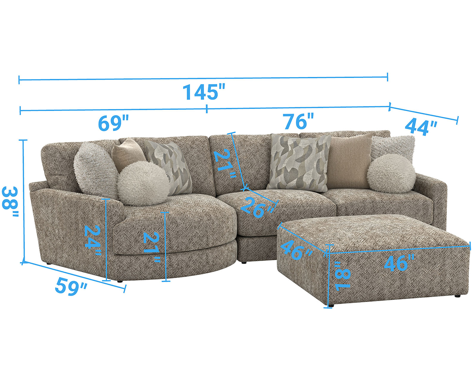 Turner 3145 Modular Sectional (includes pillows) - Where American Craftsmanship Meets Everyday Comfort.