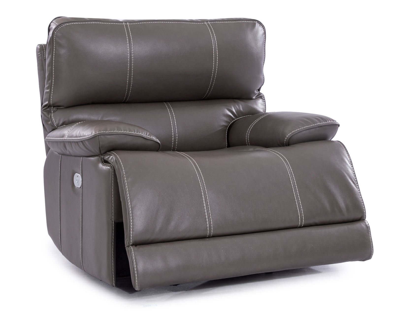 Shelby Power Headrest Power Reclining Sectional in Cabrera Haze (Leather like fabric) - Shelby Power Headrest Power Recliner