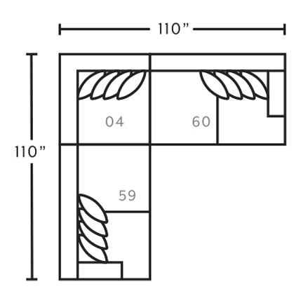 Layout C: Three Piece Sectional 110" x 110"