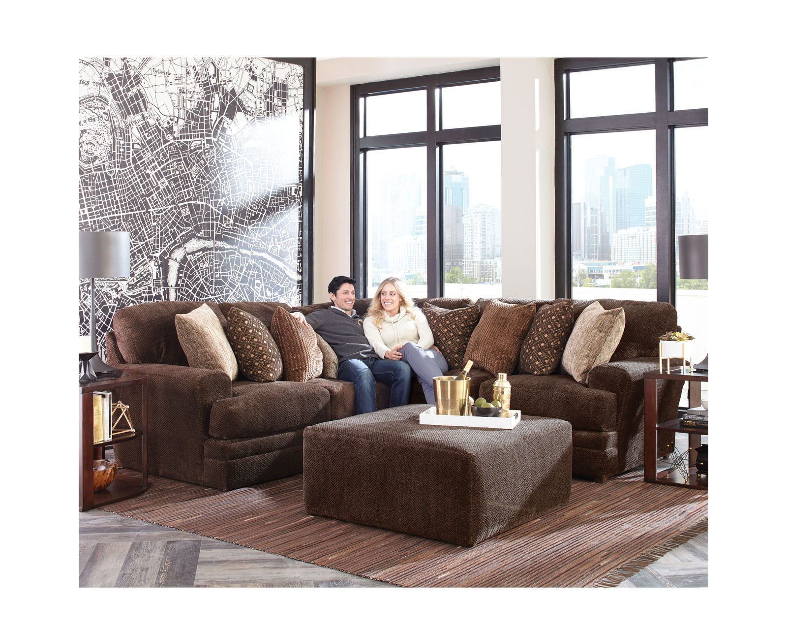 Mammoth Modular Sectional (2 colors) includes pillows - 15 pieces available - Layout O: Three Piece Sectional 104" x 104" (ottoman available)