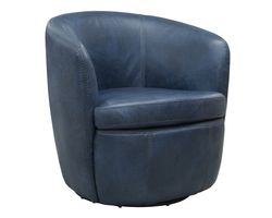 Barolo Italian Leather Swivel Chair Navy (In stock - Fast shipping)