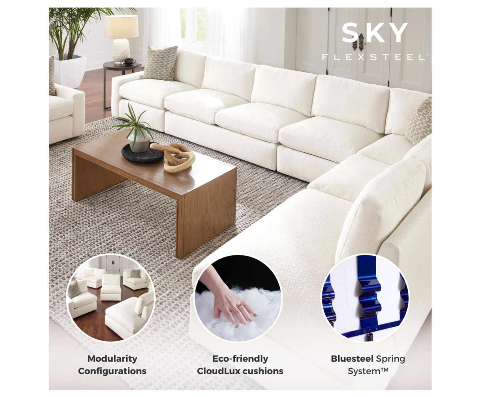Sky 5512 Sectional (hypoallergenic down-like cushion) +100 fabrics