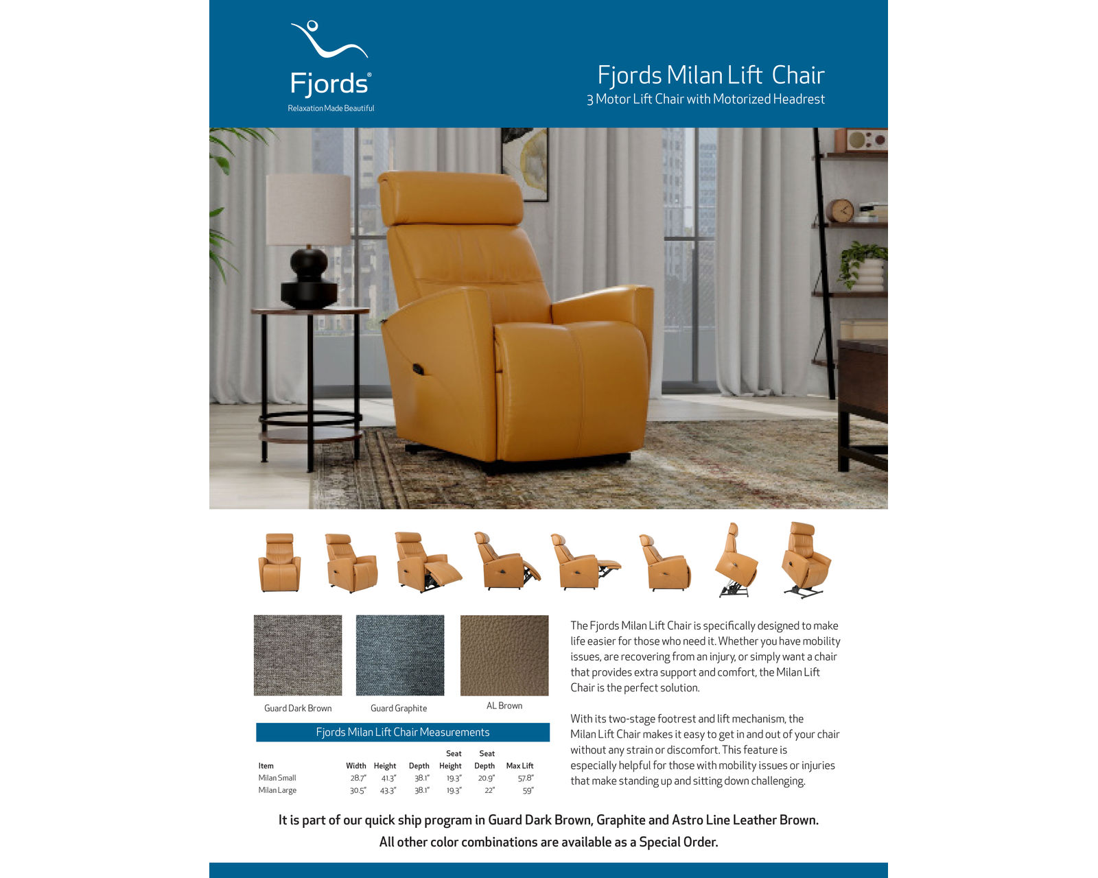 Milan 3 Motor Lift Reclining Chair (+40 leathers)