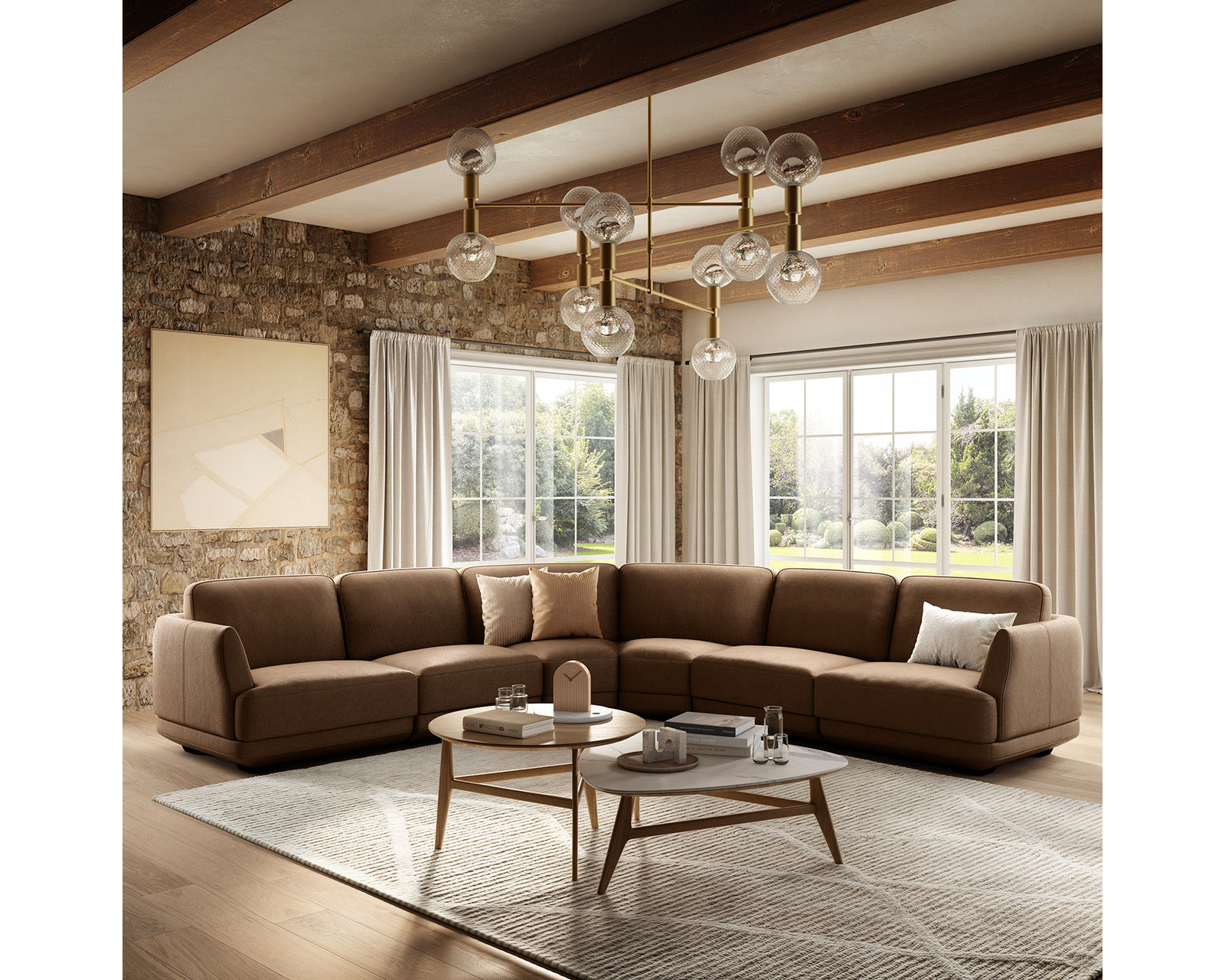 Carter C314 Sectional (+40 fabrics) - Layout H: Six Piece Sectional 133" x 133"