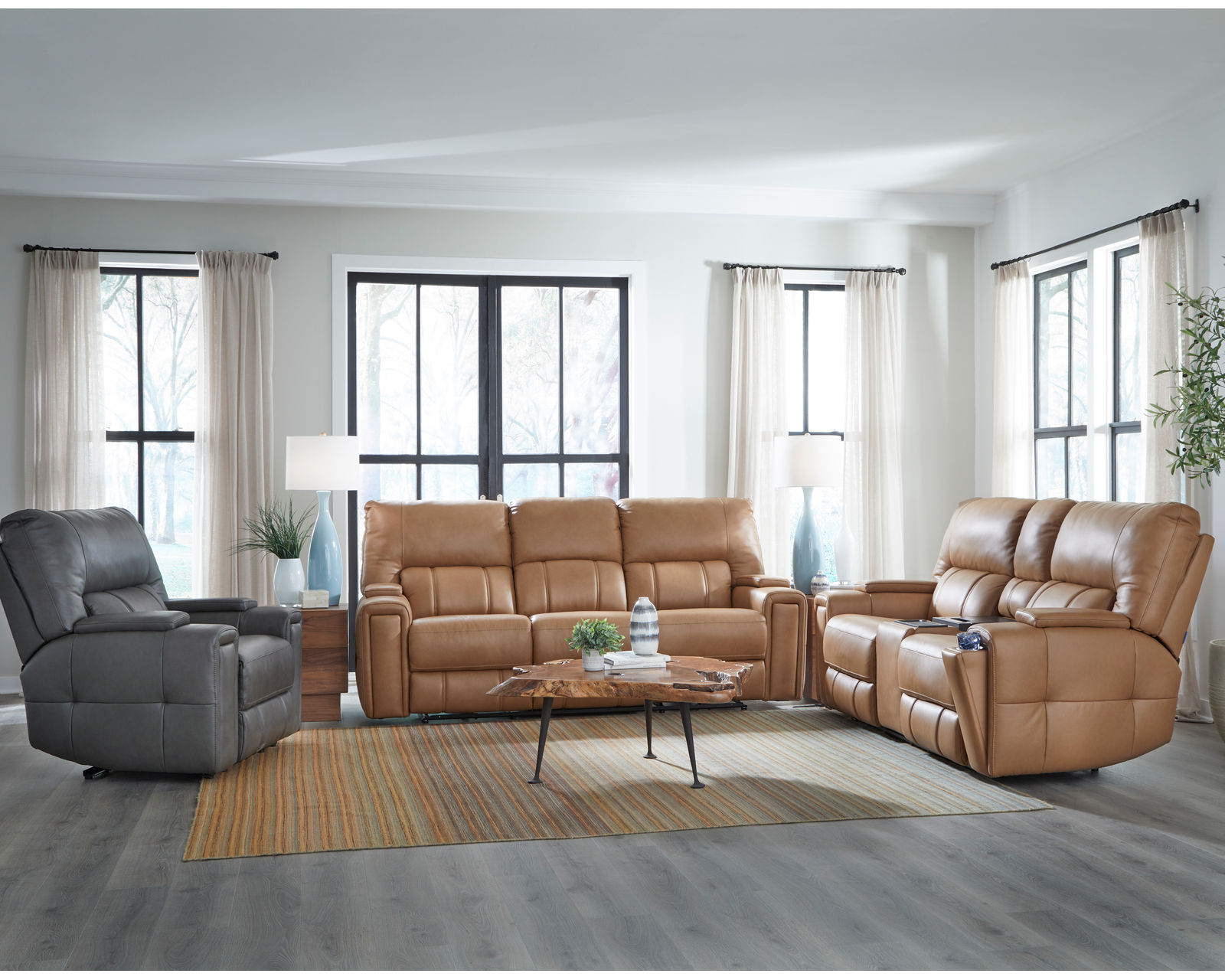 Hudson 463 - Triple Power Zero Gravity Reclining Sofa with Powered Drop Down Table (91") +2 leathers - IN STOCK