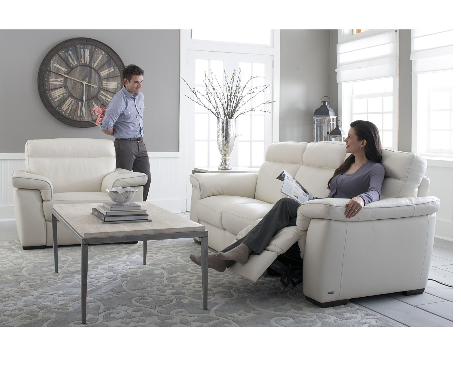 Brivido B757 Power Reclining Sofa (+50 leathers) 81" and 92" - Brivido 92" Power Reclining Sofa (3 cushion)