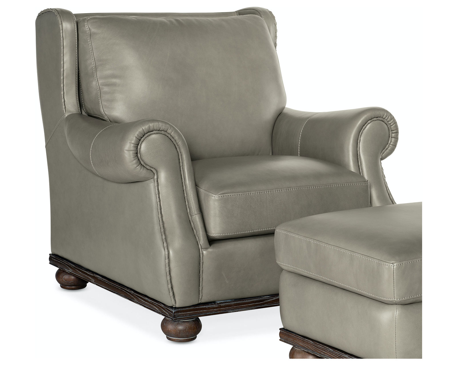 William 96" Leather Sofa (Gray Leather) - William Stationary Chair