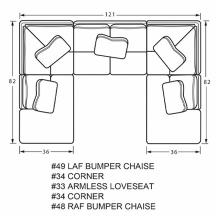 Layout E: Five Piece Sectional 82" x 121" x 82"