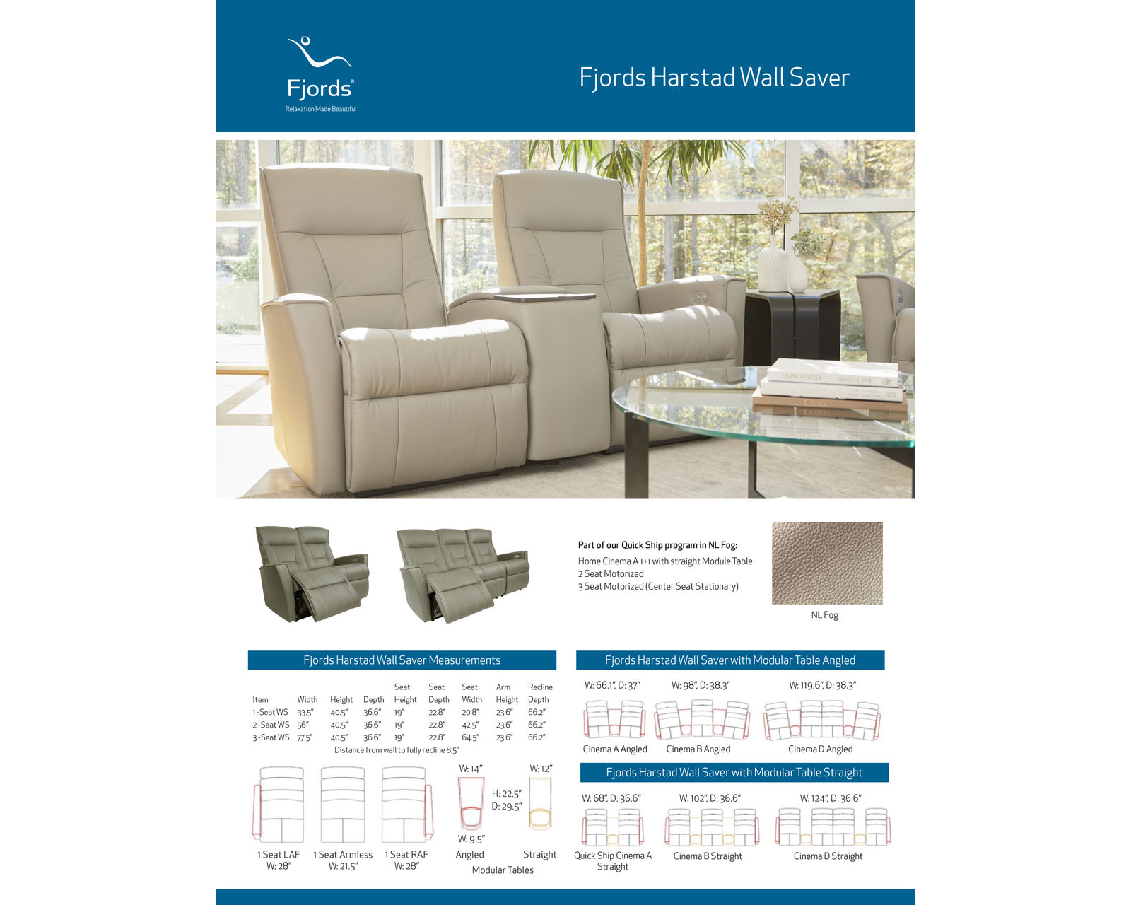 Harstad Power Reclining Wallsaver Sofa Fog (In stock - Fast shipping)