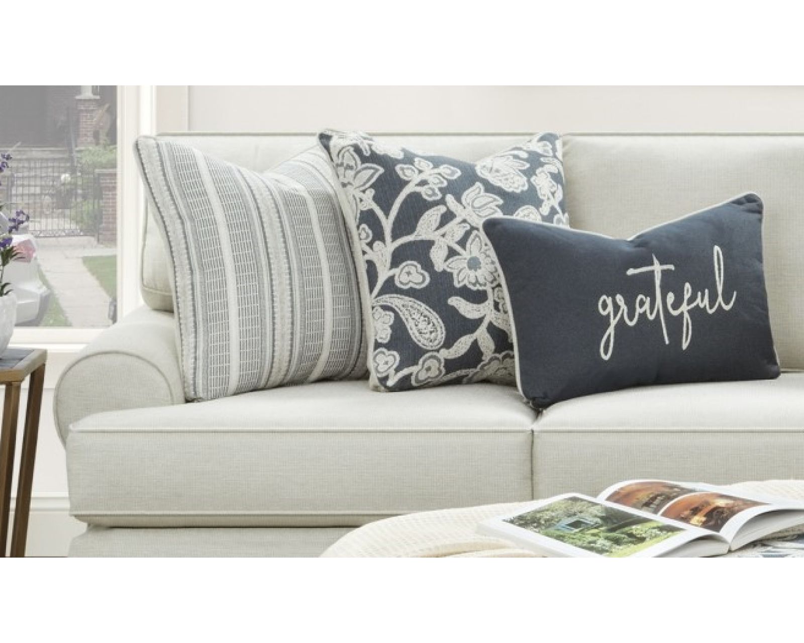 Awesome Oatmeal 88" Sofa (performance fabric) includes pillows - Awesome Oatmeal 88" Sofa - 39-00KP