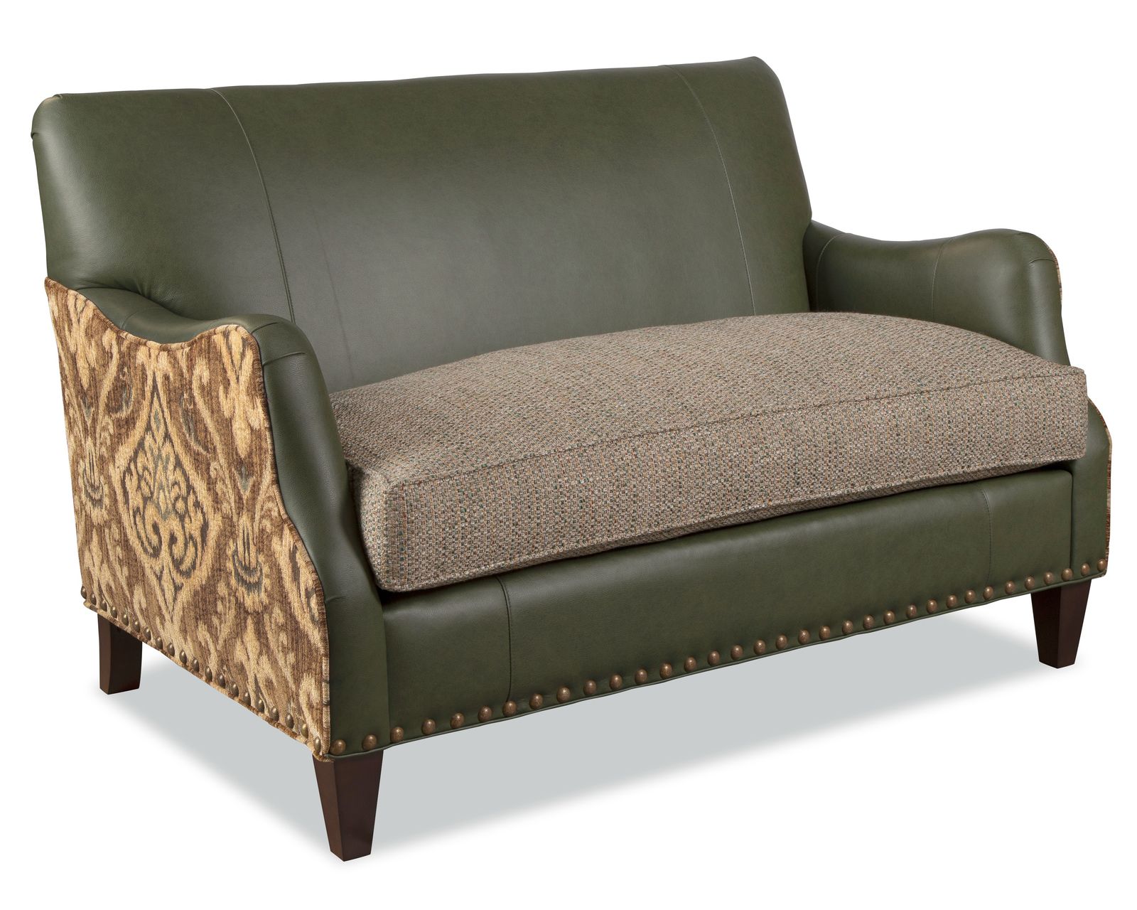 Zayden LF0503 Leather and Fabric Settee - Down Blend Seat Cushions