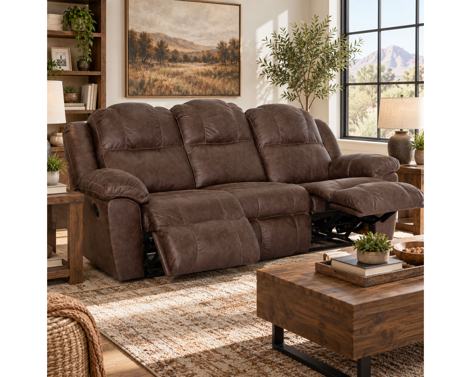 Castello 92" Reclining Sofa Walnut (A Best-Selling Favorite. Plush Comfort with a Distinctive Crowned Design) - Motion Made for Real Life.