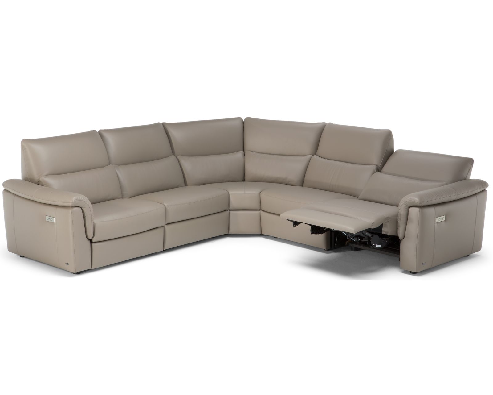 Amorevole C176 Triple Power Reclining Sectional (+50 leathers) - Layout K: Five Piece Sectional (2 recliner) 115" x 115"