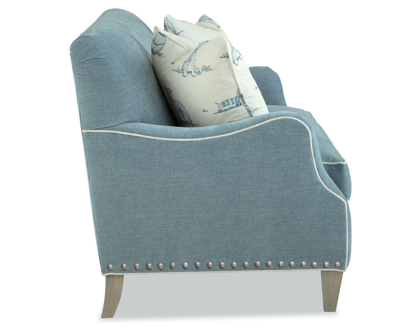 Cotswold 05033 Setee (55") +100 performance fabrics - Custom Order in Your Choice of Fabric, Nailheads and Wood Finish