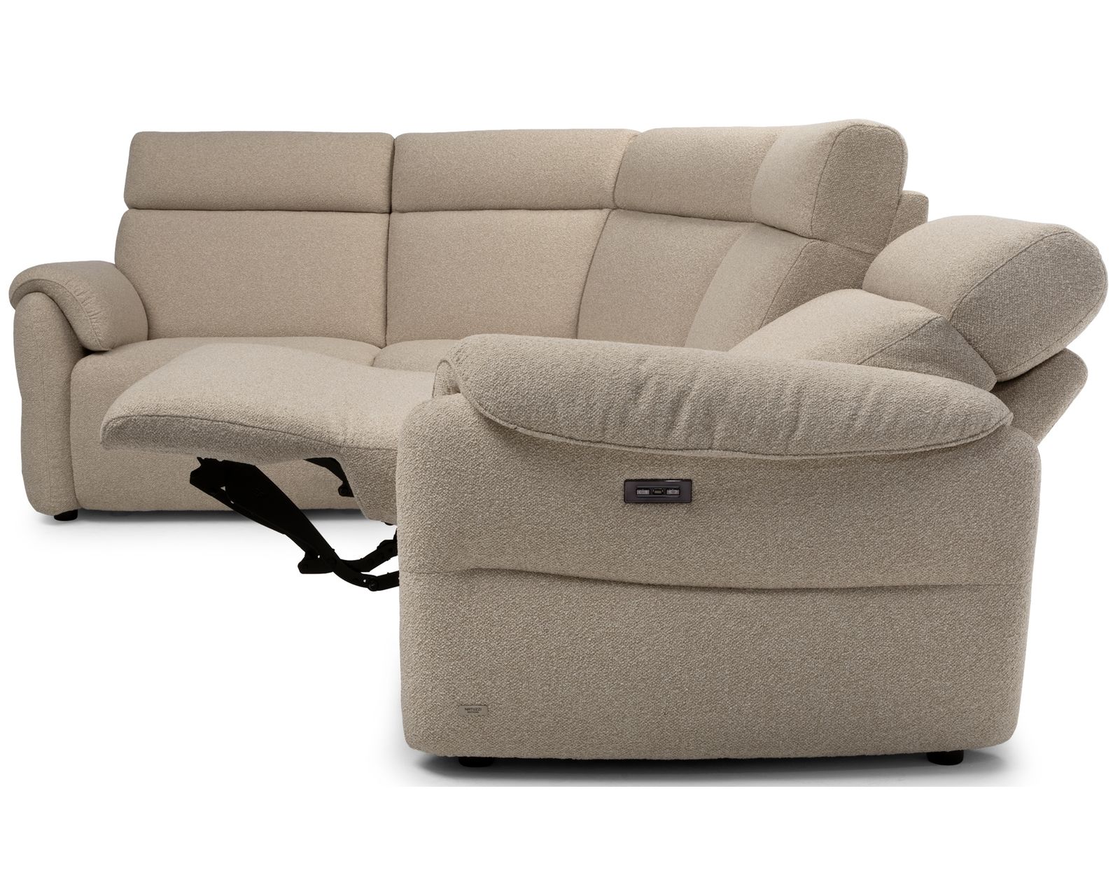Houston C280 Zero Gravity Power Headrest Power Reclining Sectional (+50 leathers) - Layout D: Four Piece Reclining Sectional 95" x 117" (1 recliner)