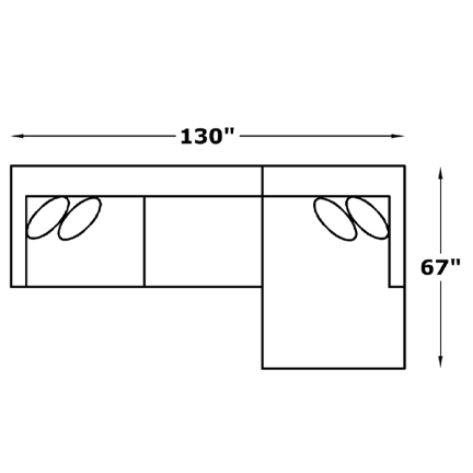 Layout B: Two Piece Sectional 130" x 67"