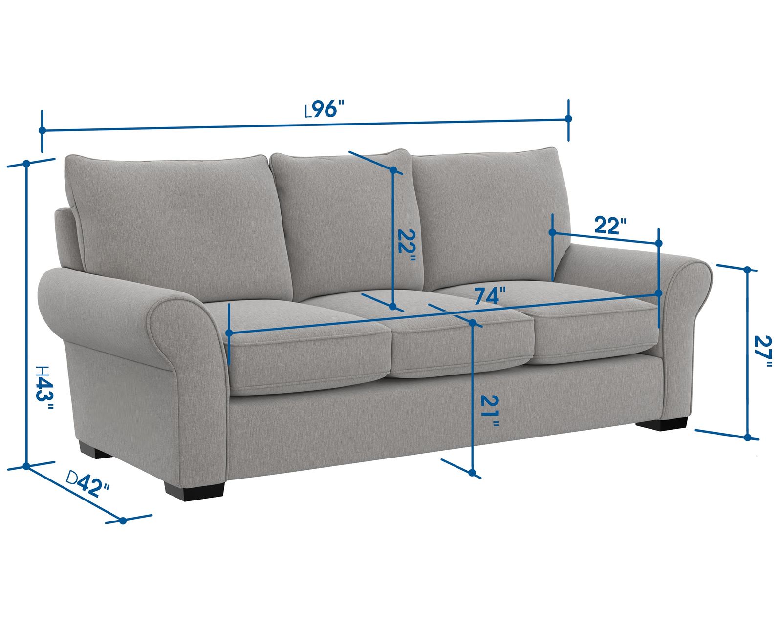 Alden 96" Oversized Sofa (2 colors) includes pillows - Built Strong. Designed to Relax.