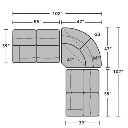 Layout A: Five Piece Sectional 102" x 102"