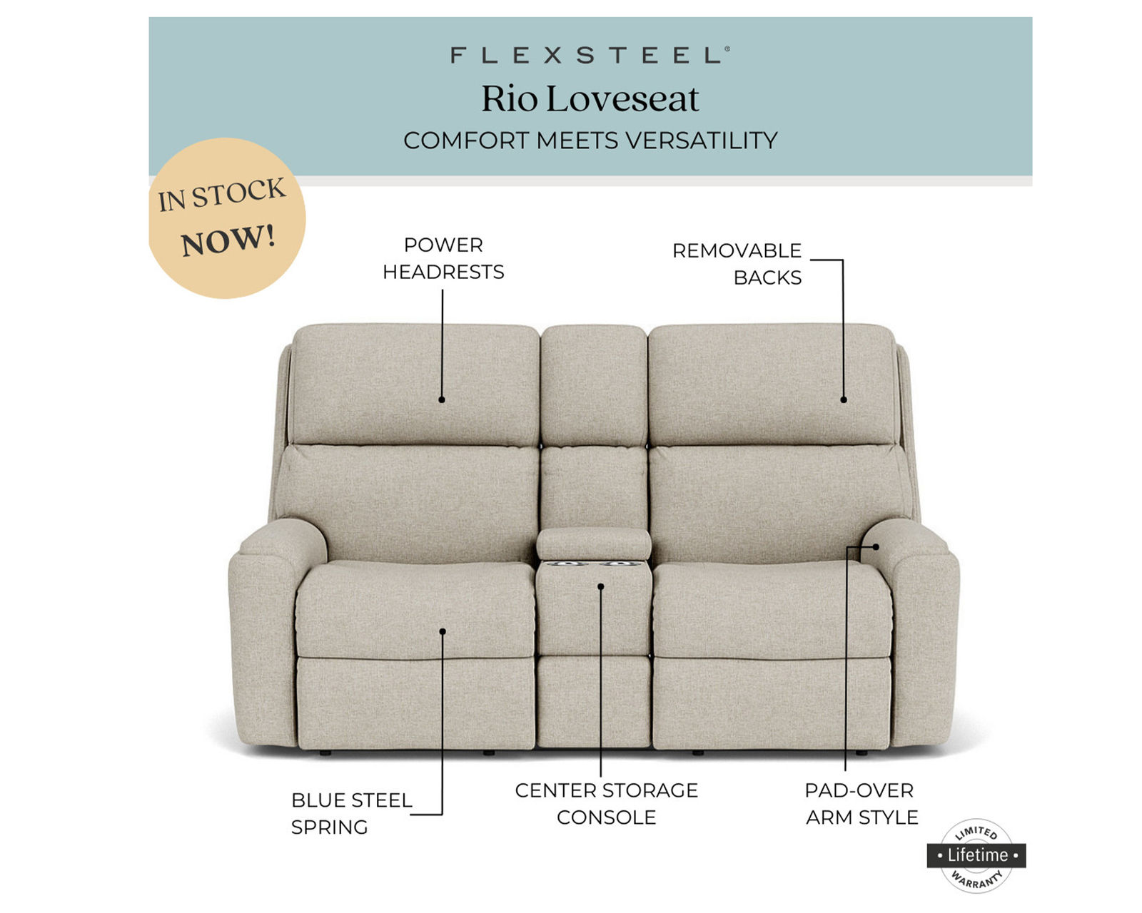 Rio 88" Power Headrest Power Reclining Sofa (In stock) - Rio Power Headrest Power Reclining Console Loveseat (in stock)