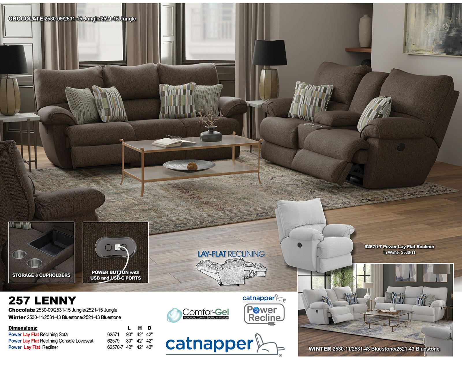 Lenny 90" Power Lay Flat Reclining Sofa (2 colors) - Comfort Built for the Whole Family.