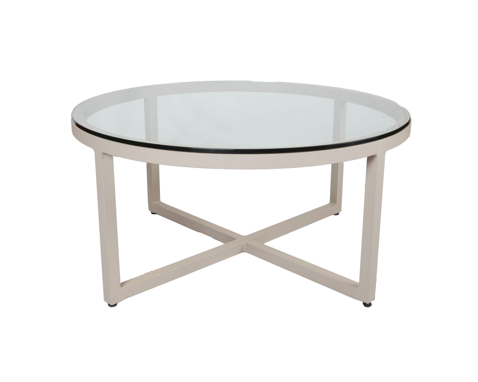 Cypress Cushion Lounge Chair (110 fabrics - 8 metal finishes) - Contempo Round Cocktail Table (Glass Top)