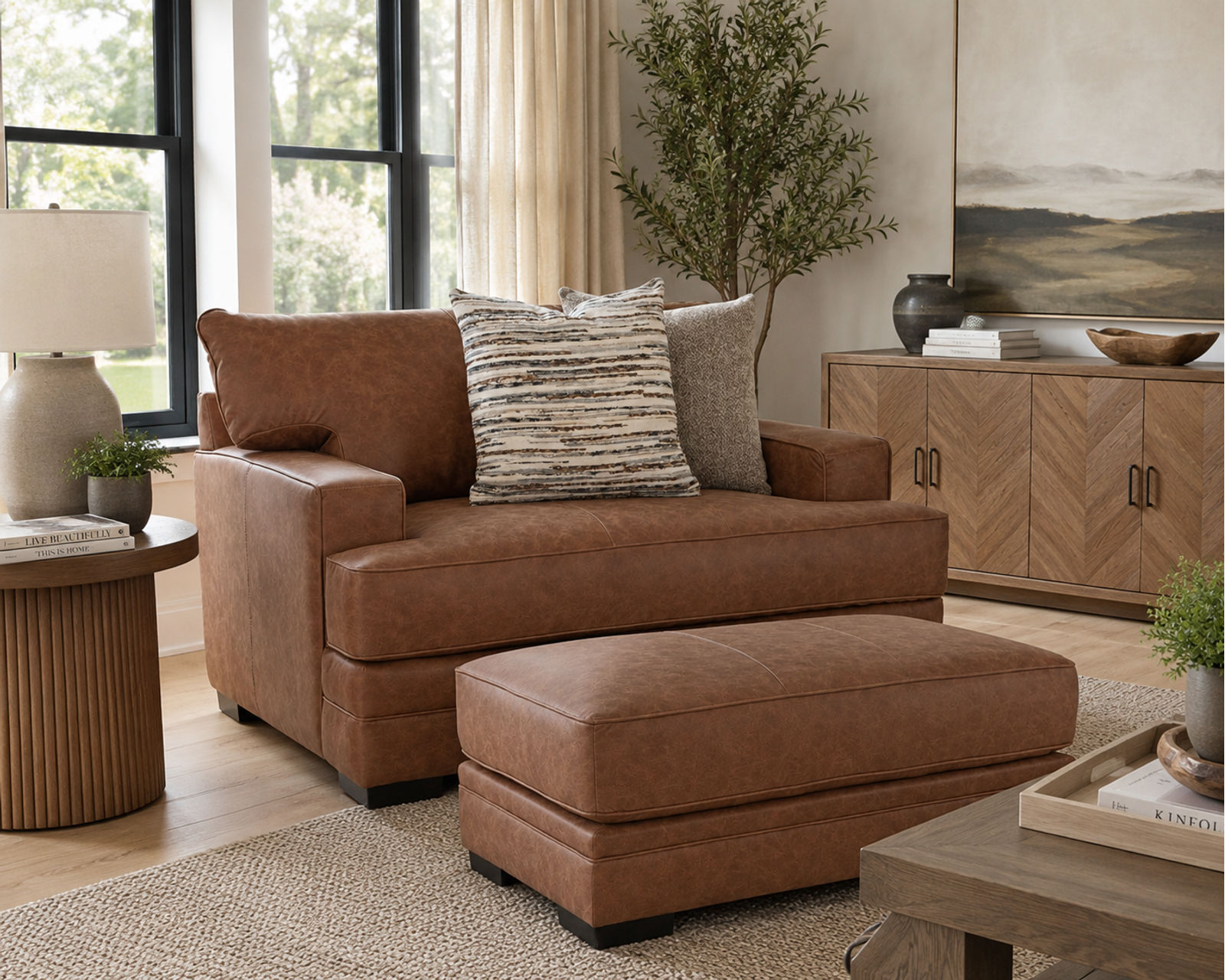 Regent 101.5" Extra Wide Sofa (Extra-Wide Comfort with the Rich Look of Worn Leather) - Everything You Need for a Beautifully Designed Room.