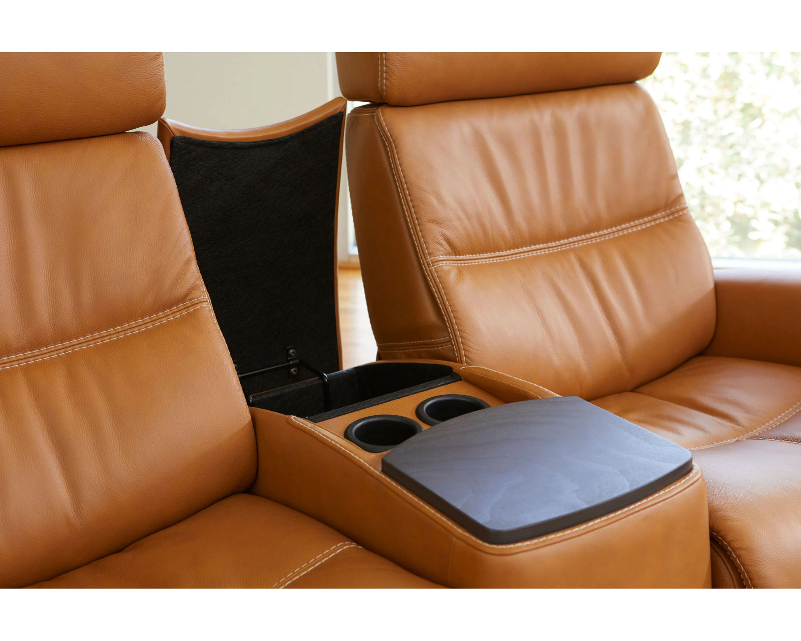 Milan Three Piece Home Theater Sectional (2 Power Recliners) Cognac - In stock - Fast shipping - 63" wide - Milan Three Piece Home Theater Sectional (2 Power Recliners) Cognac - In stock - Fast shipping - 63" wide