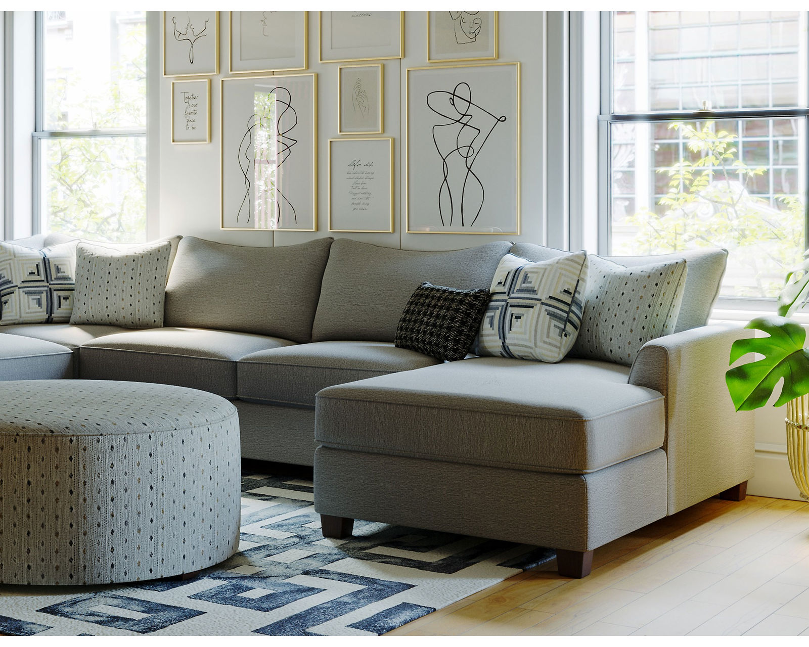 Palm Beach Iron Five Piece Sectional Sectional (Includes Pillows)