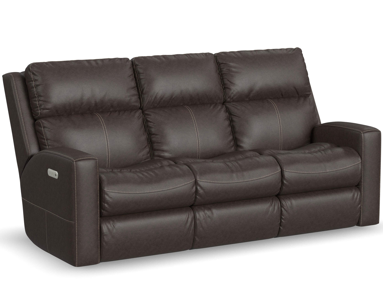 Score Zero Gravity Leather Power Reclining Sofa with Power Headrests and Lumbar (Colors Available) - Power control independently adjusts the headrest, recline, and lumbar support for a personalized sit