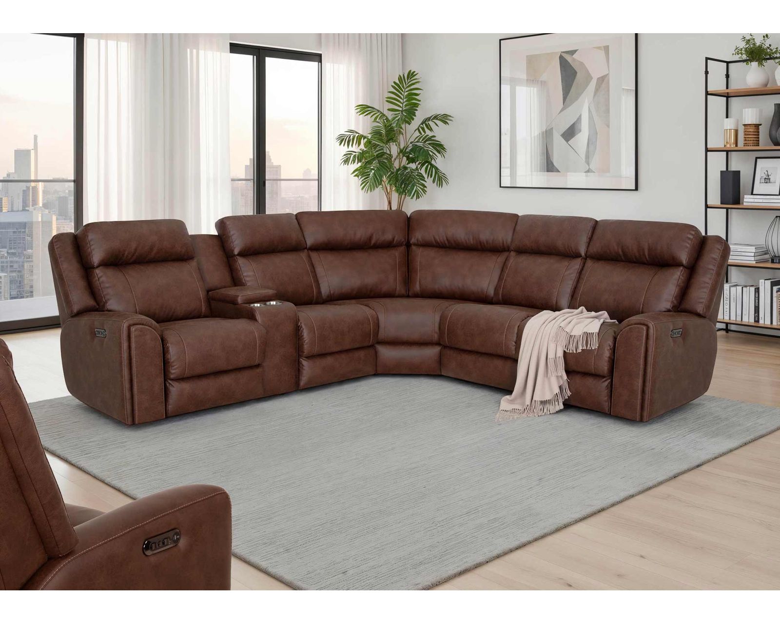 Phoenix 693 Three-Piece Reclining Sectional (Three Recliners. One Incredible Place to Relax) Neori Air Massage Available - Power Recline with Power Headrest Available
