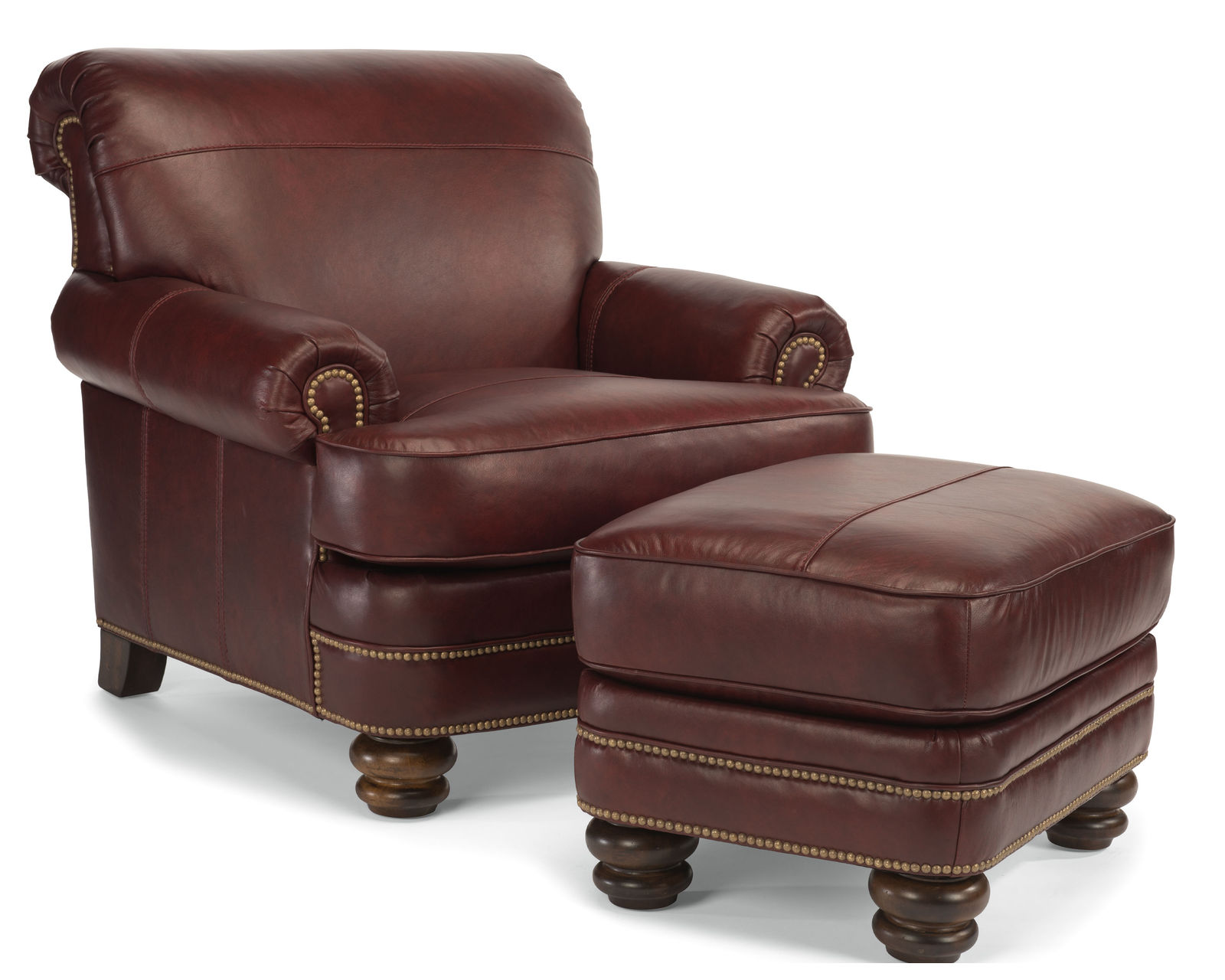 Bay Bridge 3791 Nailhead Loveseat (+50 leathers) - Bay Bridge Leather Nailhead Chair and Ottoman
