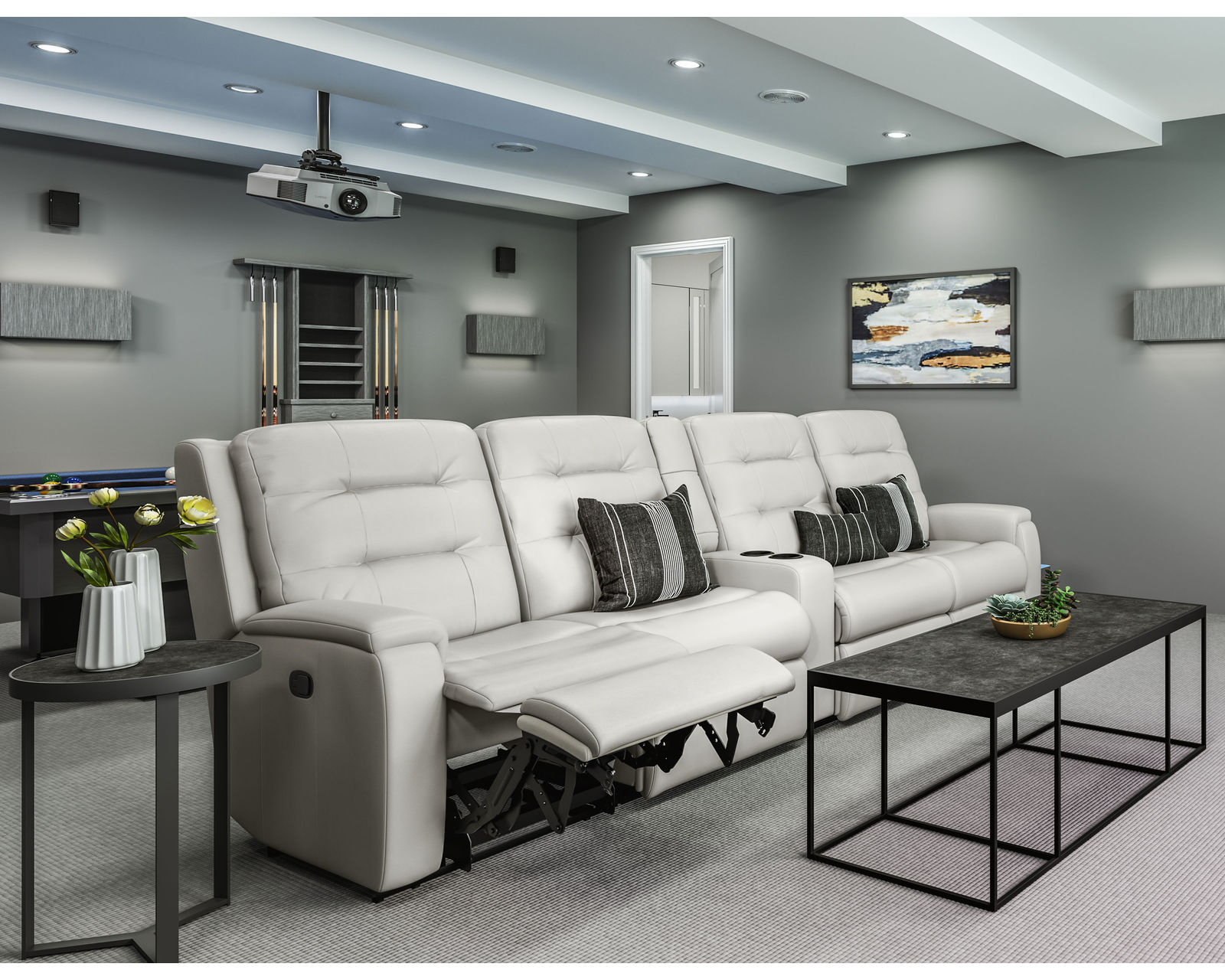 Arlo Leather Reclining Sectional (Colors Available) - Sectional Layout E