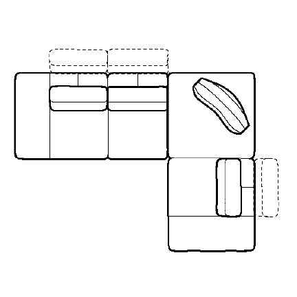Layout F: Three Piece Sectional 130" x 100"