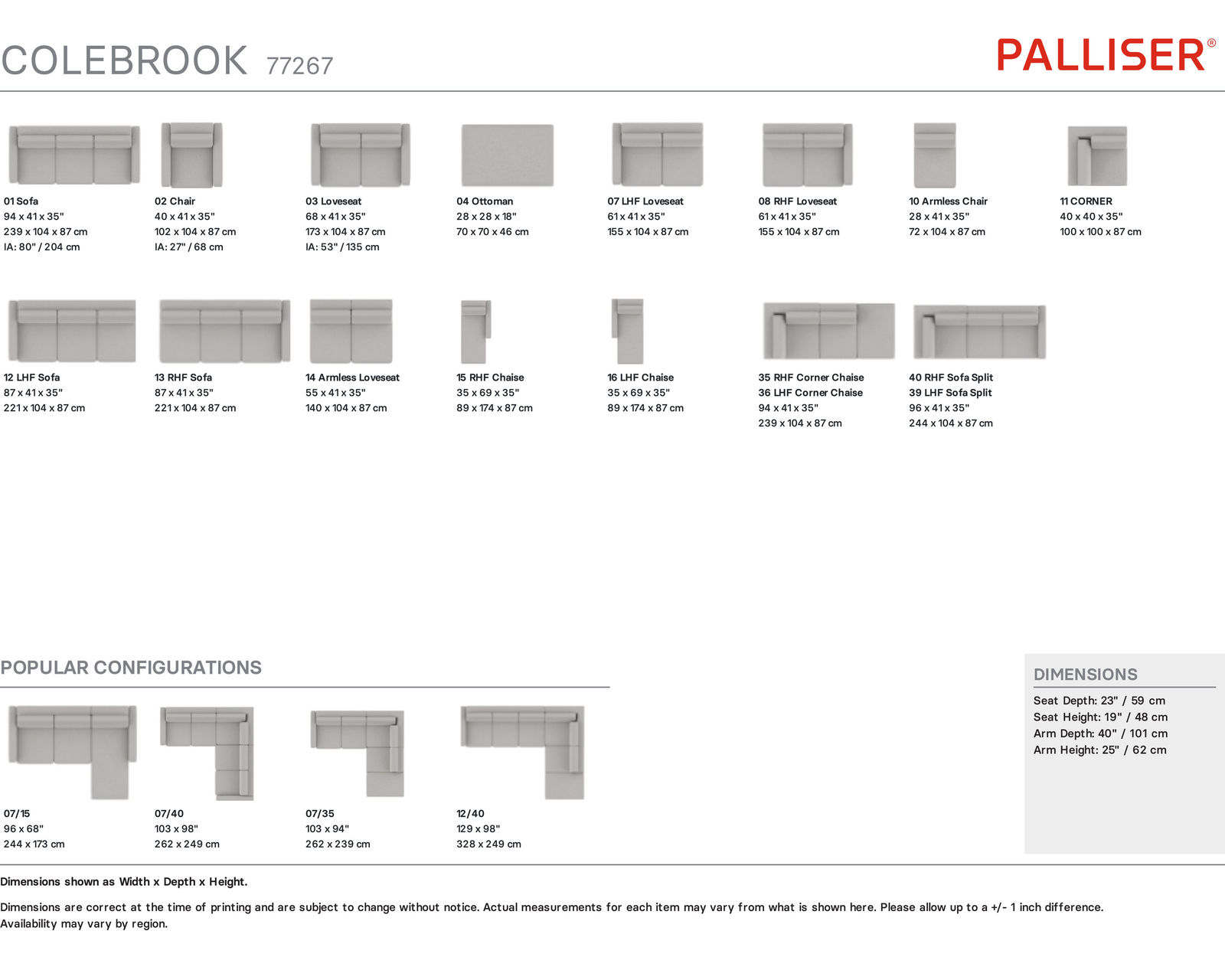 Colebrook 77267 Sectional (+50 fabrics)
