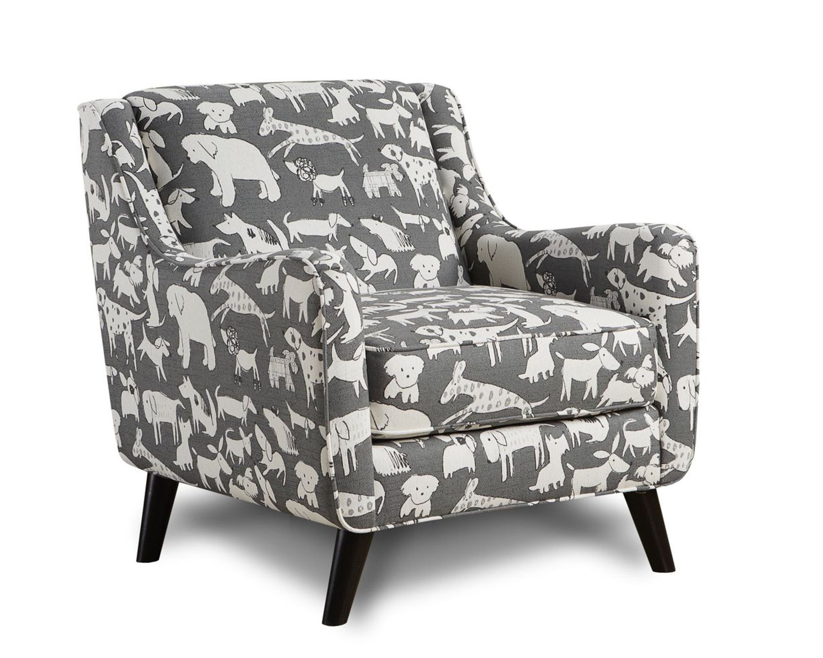 Popstitch Shell Three Piece Stationary Sectional (performance fabric) 122" x 122" - Doggie Graphite Accent Chair 240 (performance fabric)