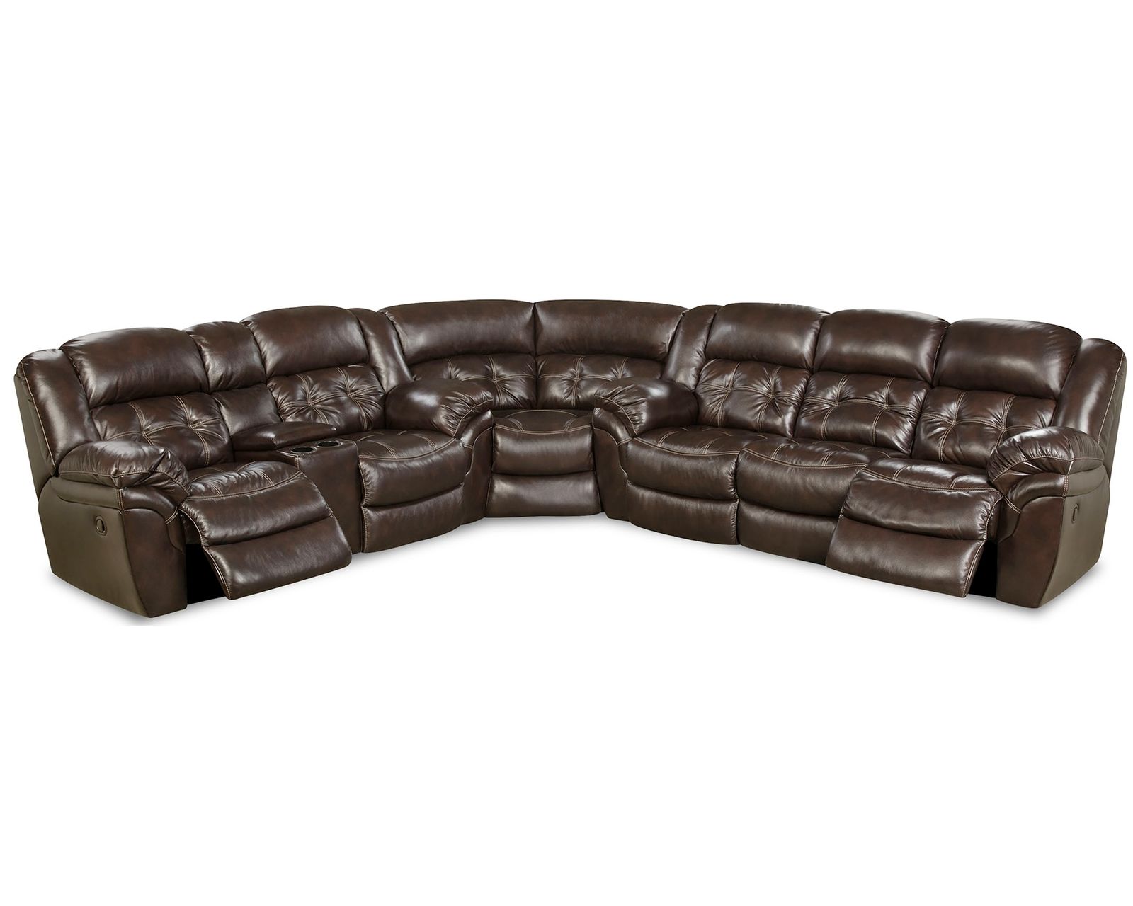 Denver Three Piece Reclining Sectional Chocolate (In stock) - Place the sofa or loveseat on the left or right side