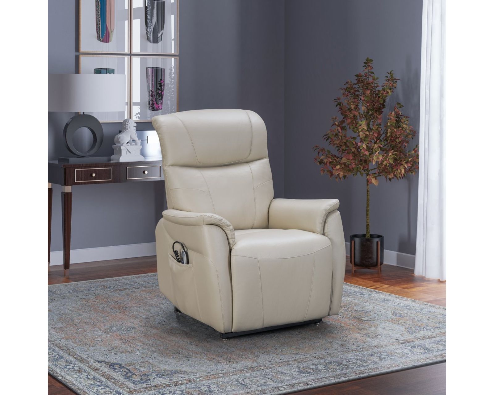 Leighton Power Lift Recliner w/Power Head Rest & Power Lumbar (Cream) 350 lbs. - In stock - Leighton Power Lift Recliner w/Power Head Rest & Power Lumbar (Cream) 350 lbs
