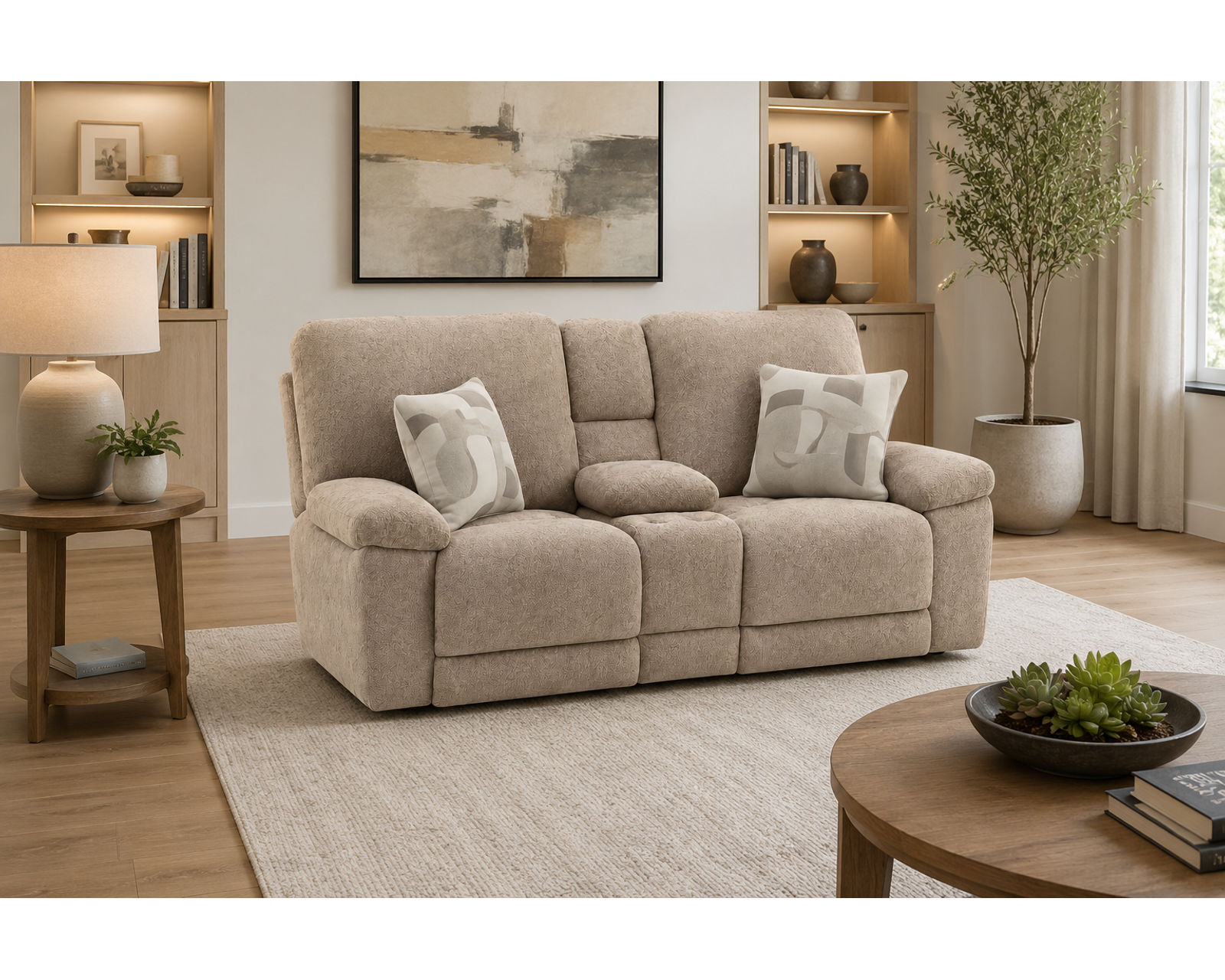 Beacon 88" Lay Flat Triple Reclining Sofa with Center Drop Down Table and Arm Storage - Engineered for Relaxation. Crafted for Life.